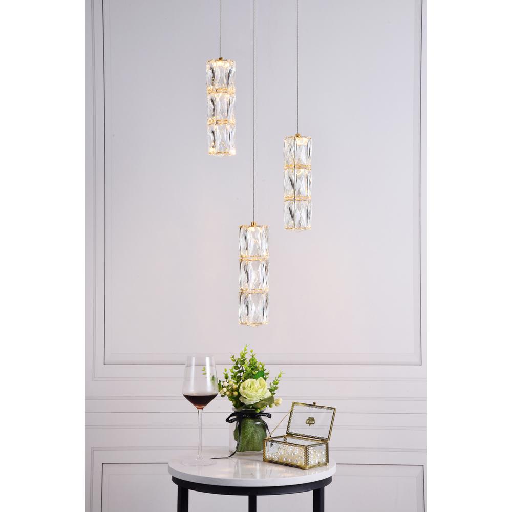 Polaris LED light Gold Pendant Clear Crystal