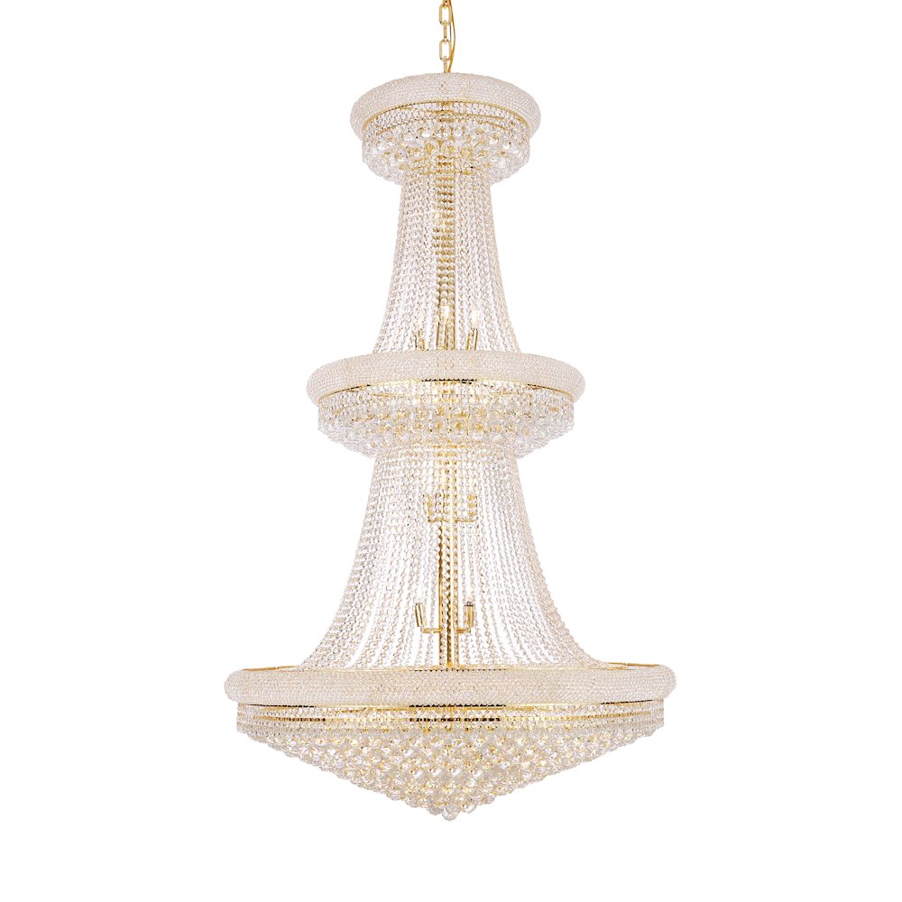 Primo 38 light Gold Chandelier Clear Royal Cut Crystal