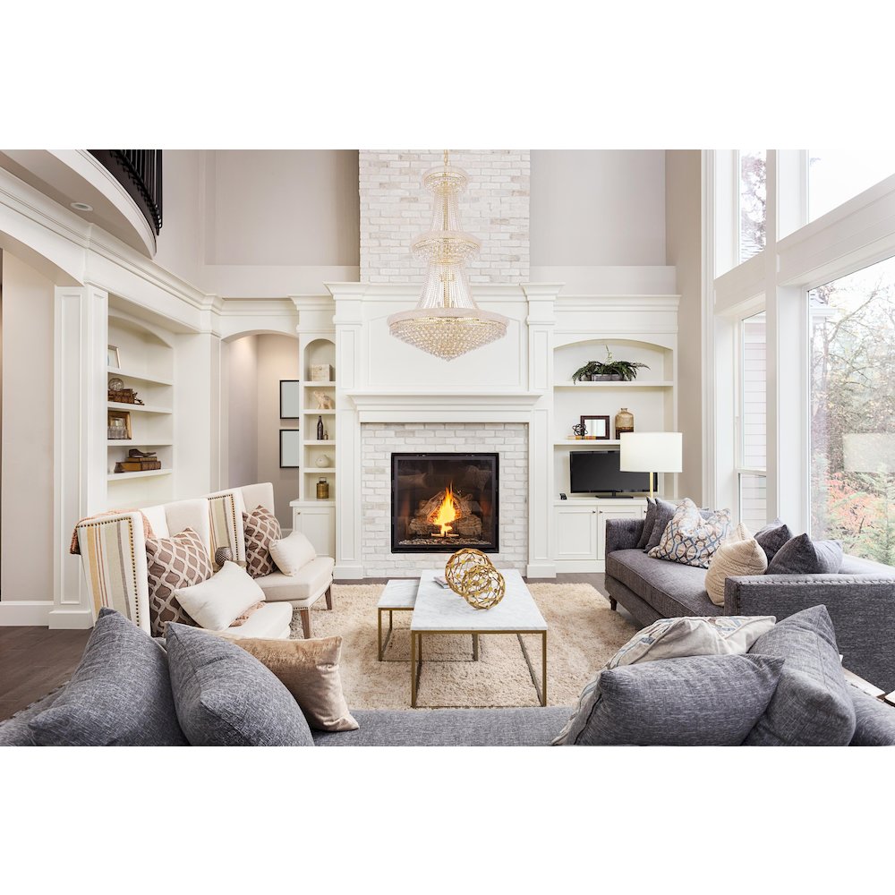 Primo 38 light Gold Chandelier Clear Royal Cut Crystal