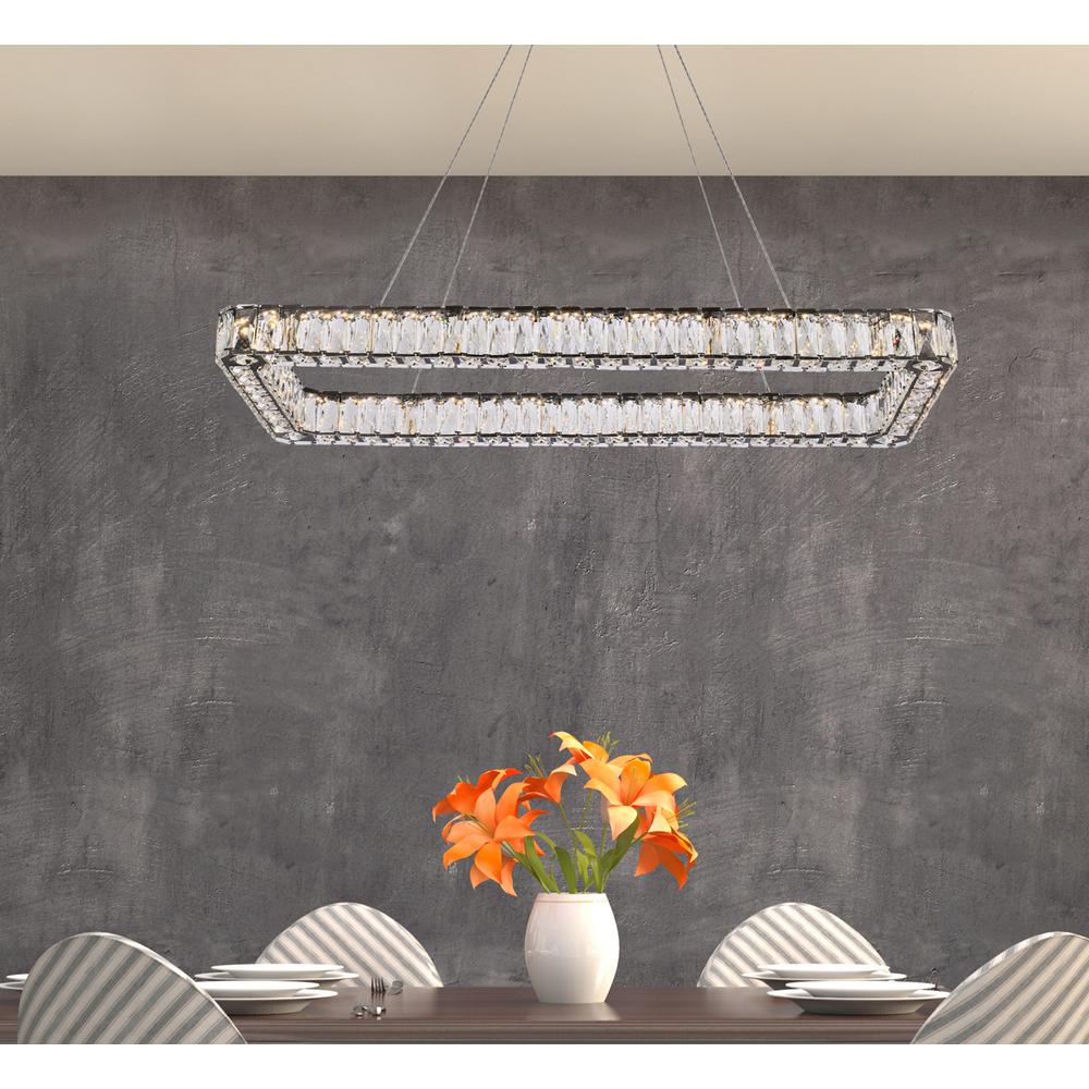 Monroe 42 inch LED Single rectangle pendant in black