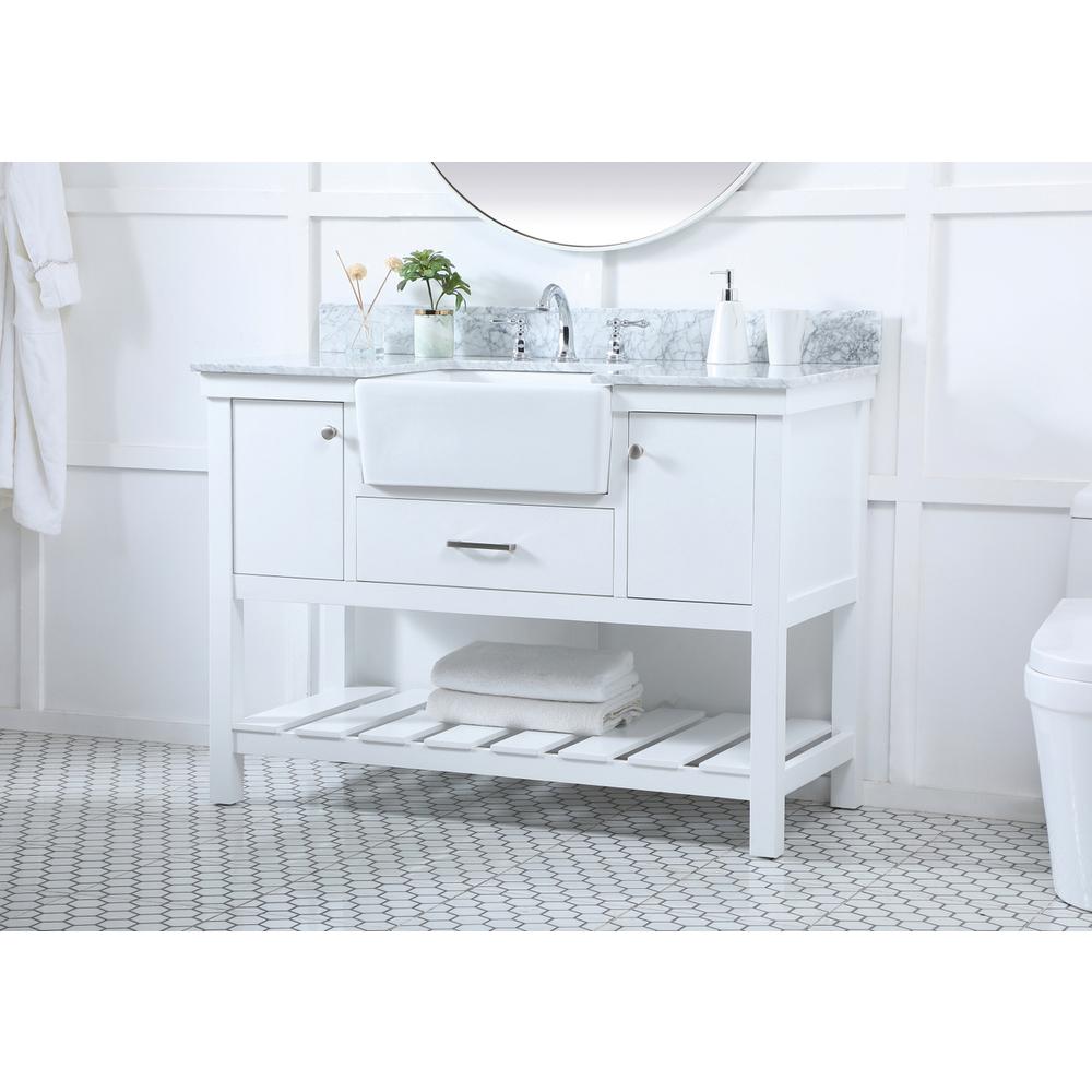 48 inch Single bathroom vanity in white with backsplash