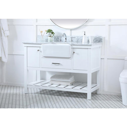 48 inch Single bathroom vanity in white with backsplash