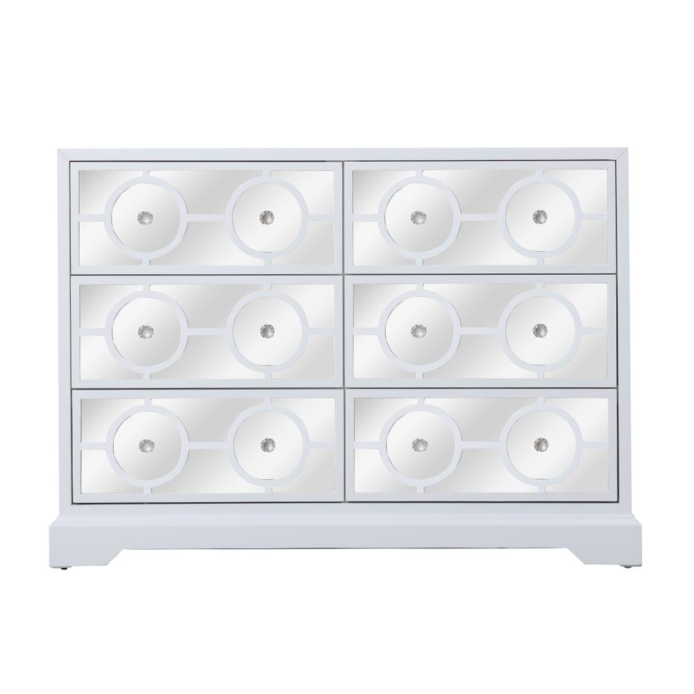 48 in. mirrored six drawer cabinet in white