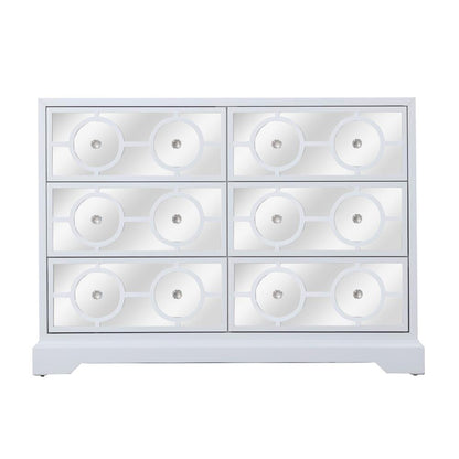48 in. mirrored six drawer cabinet in white