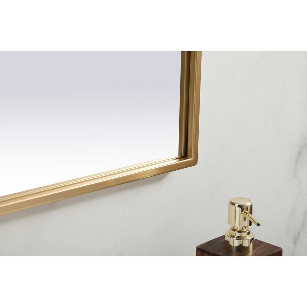 Metal Frame Arch Mirror 39x24 Inch in Brass