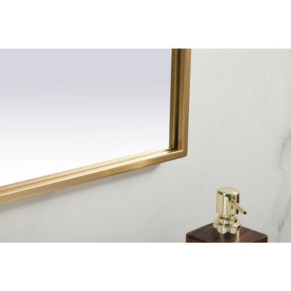 Metal Frame Arch Mirror 39x24 Inch in Brass
