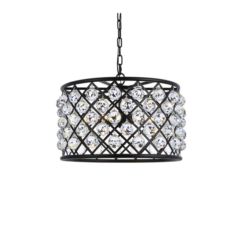 Madison 6 light Matte Black Pendant Clear Royal Cut Crystal