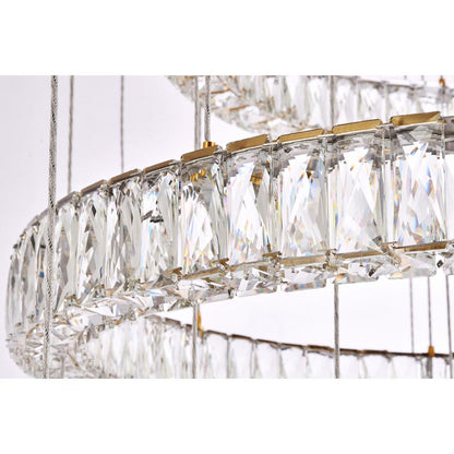 Monroe 40 inch LED seven ring chandelier in gold