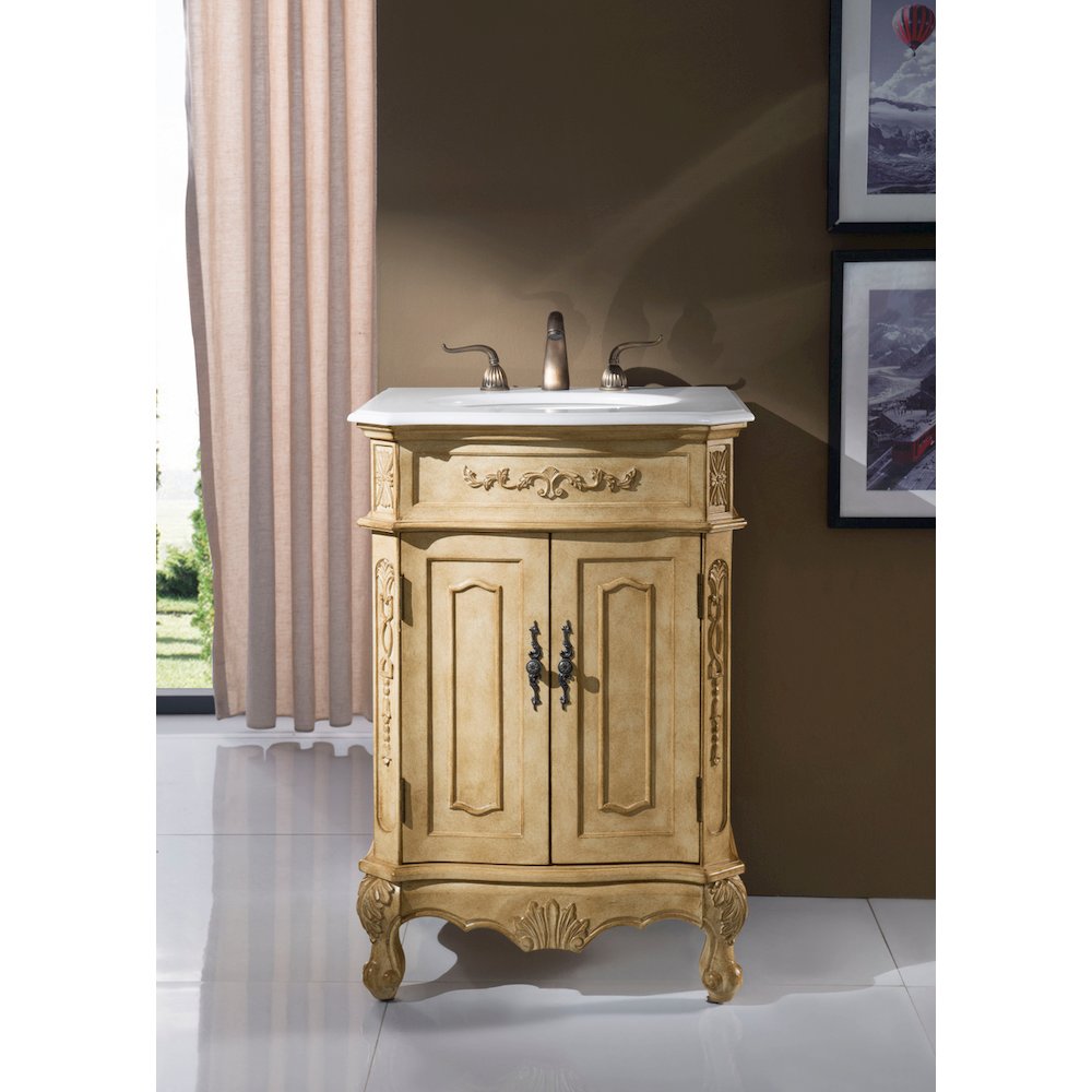 24 inch Single Bathroom vanity in Antique Beige