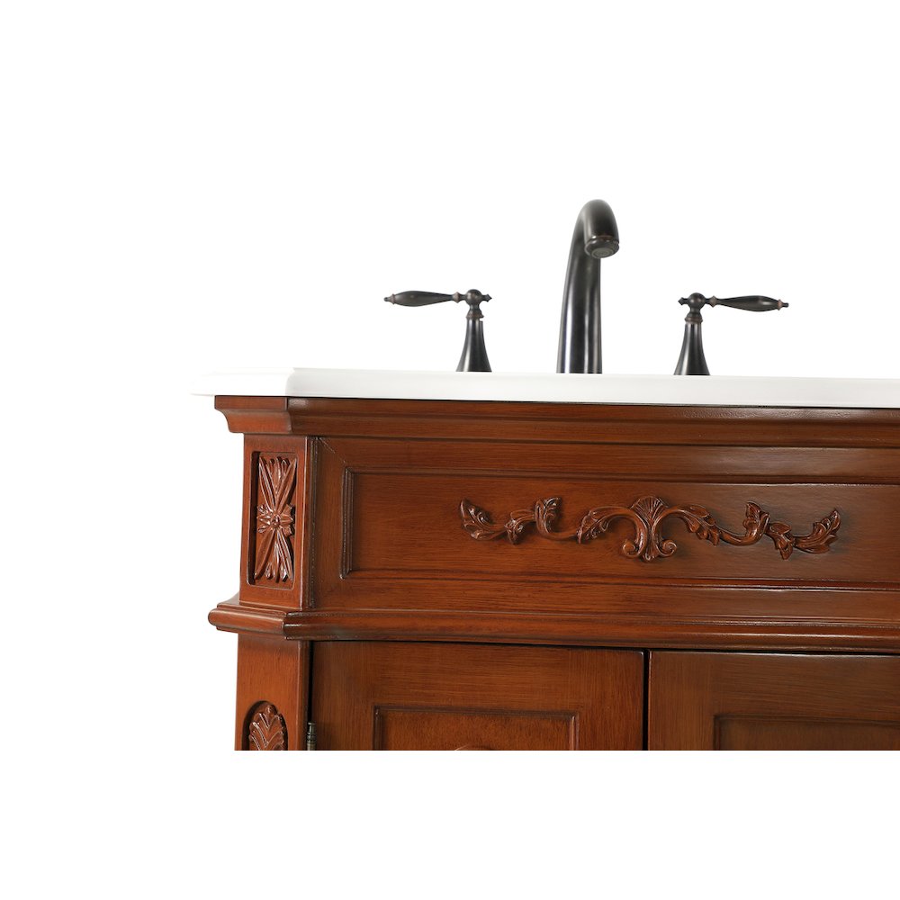 24 inch Single Bathroom vanity in Brown with ivory white engineered marble