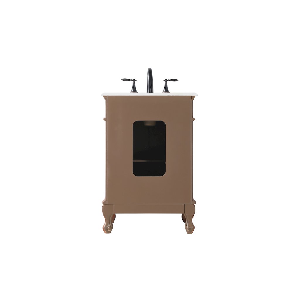 24 inch Single Bathroom vanity in Brown with ivory white engineered marble