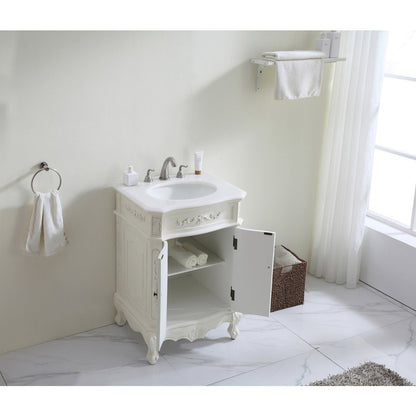 24 inch Single Bathroom vanity in Antique White