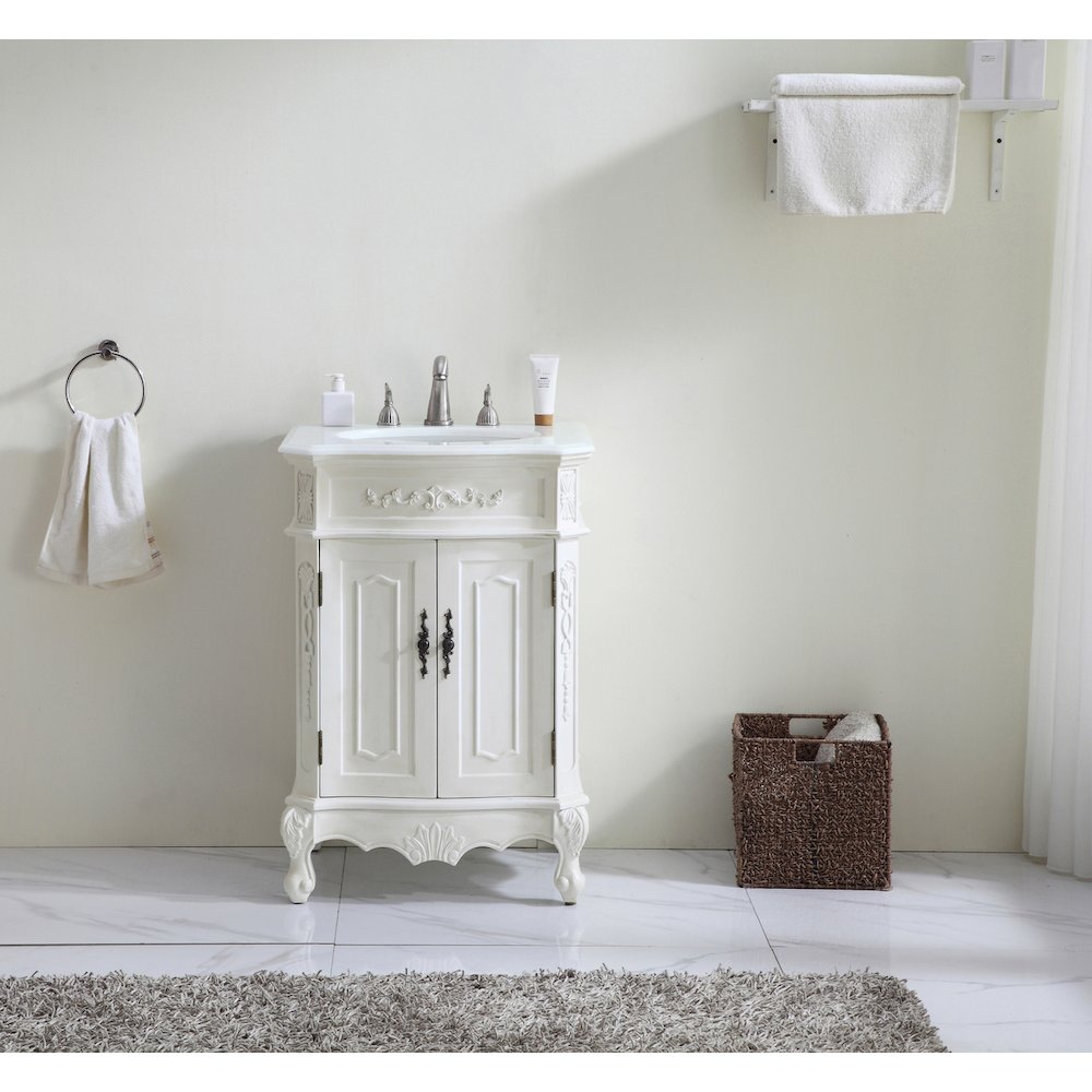 24 inch Single Bathroom vanity in Antique White