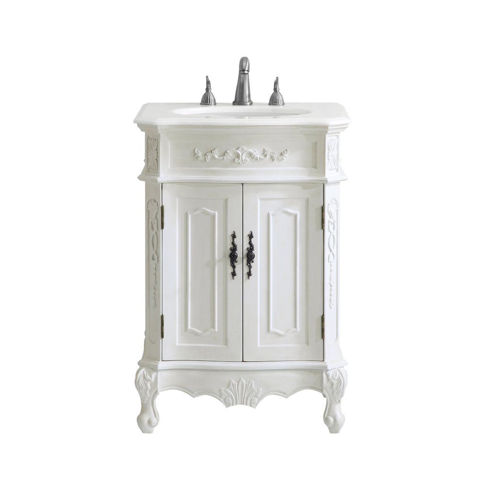 24 inch Single Bathroom vanity in Antique White