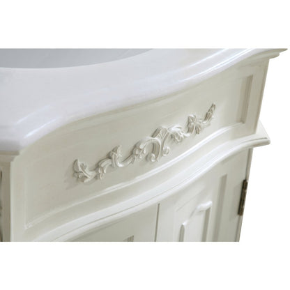 24 inch Single Bathroom vanity in Antique White