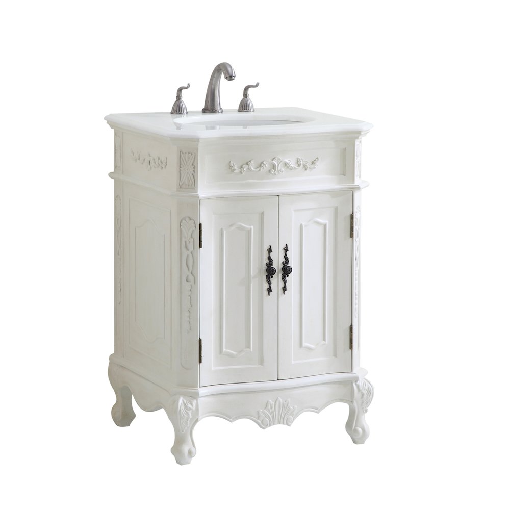 24 inch Single Bathroom vanity in Antique White