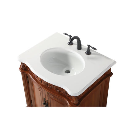 27 inch Single Bathroom vanity in Brown with ivory white engineered marble