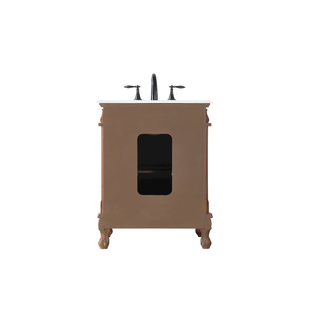 27 inch Single Bathroom vanity in Brown with ivory white engineered marble