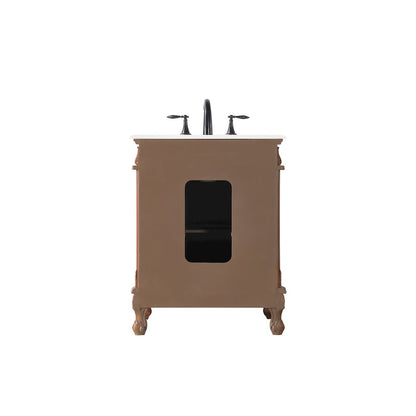 27 inch Single Bathroom vanity in Brown with ivory white engineered marble