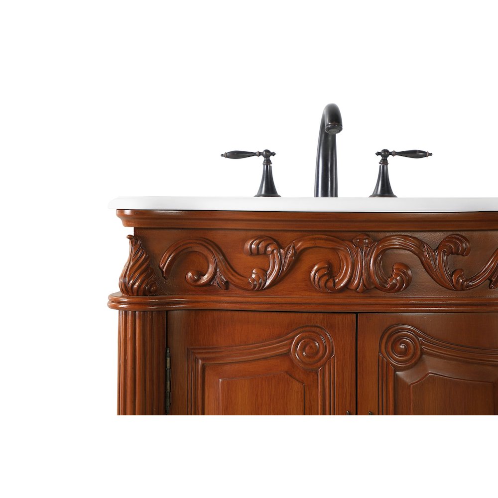 27 inch Single Bathroom vanity in Brown with ivory white engineered marble