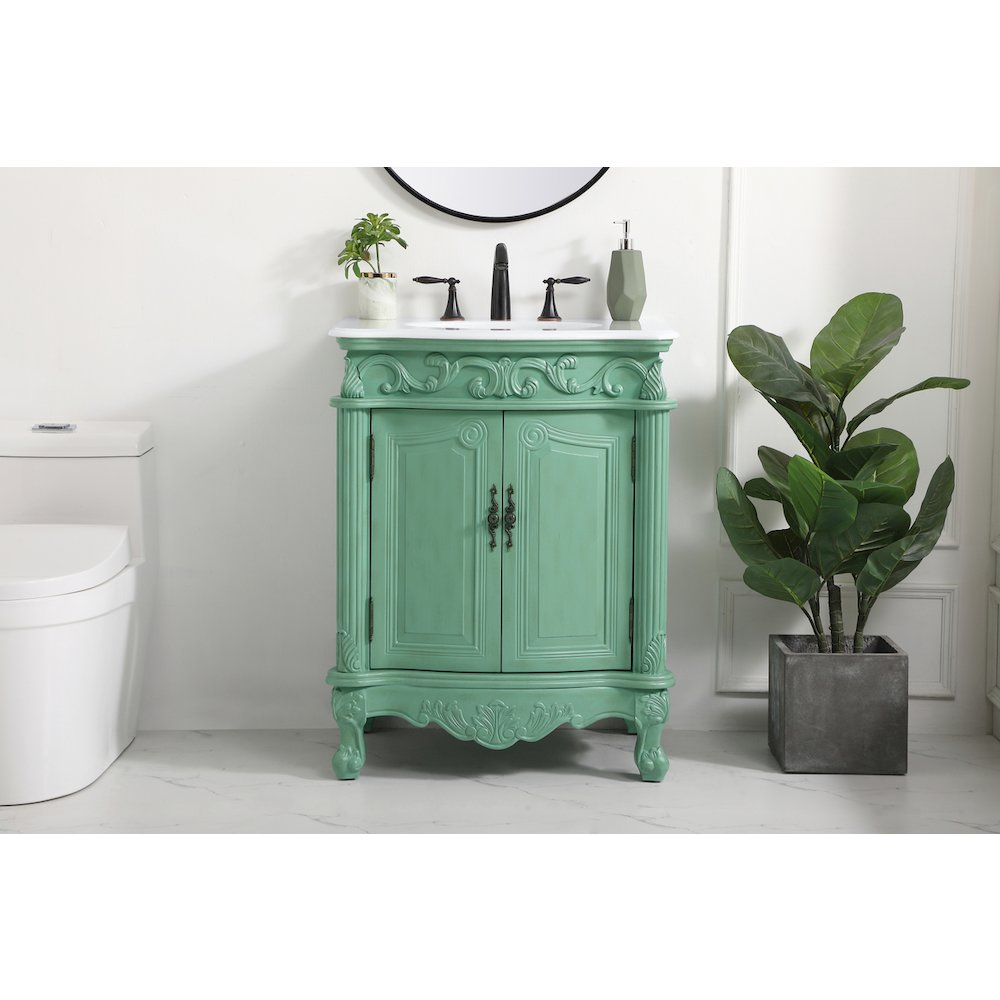 27 inch Single Bathroom vanity in vintage mint