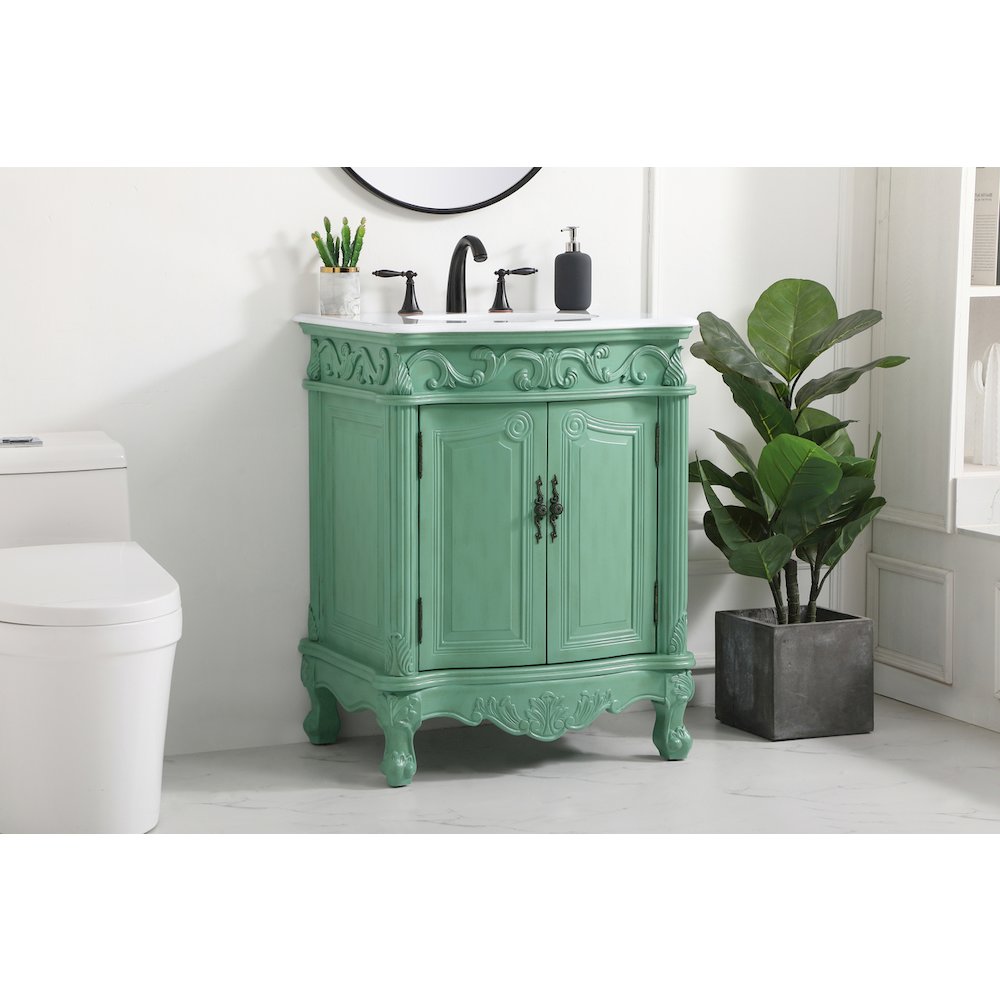 27 inch Single Bathroom vanity in vintage mint
