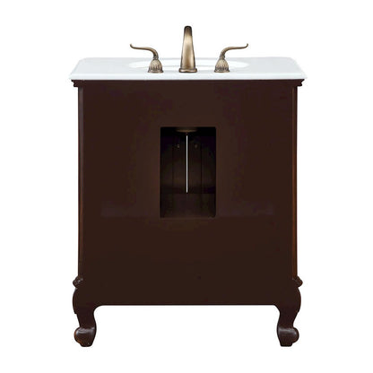 24 inch Single Bathroom vanity in Brown with ivory white engineered marble