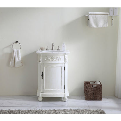 24 inch Single Bathroom vanity in Antique White