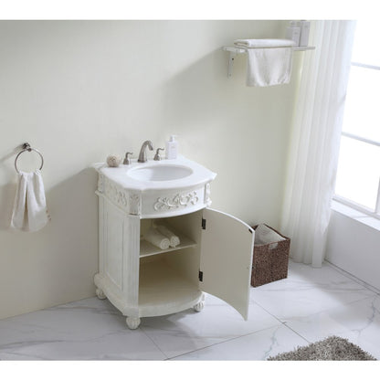 24 inch Single Bathroom vanity in Antique White