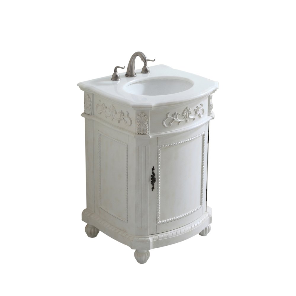 24 inch Single Bathroom vanity in Antique White