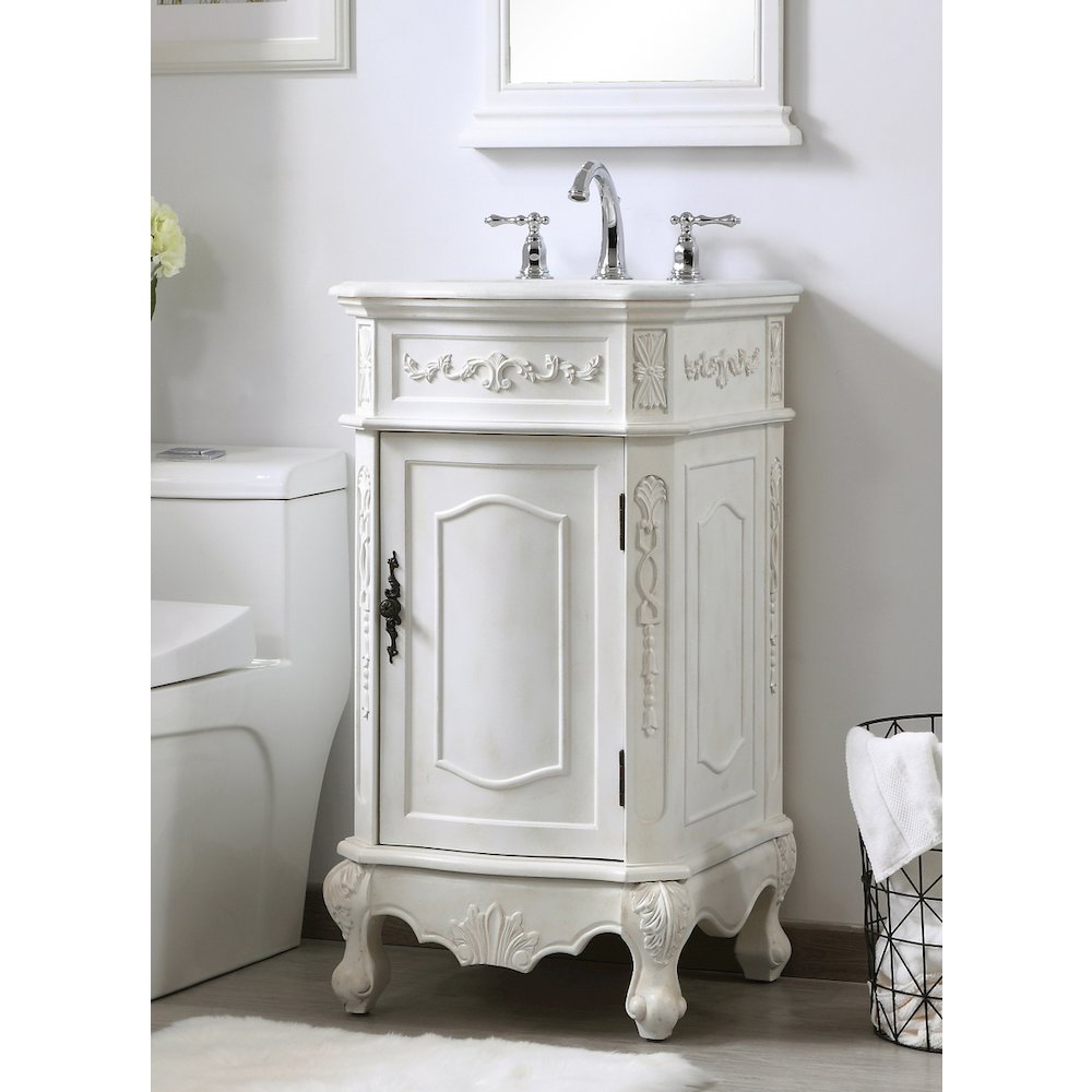 19 inch Single Bathroom vanity in antique white