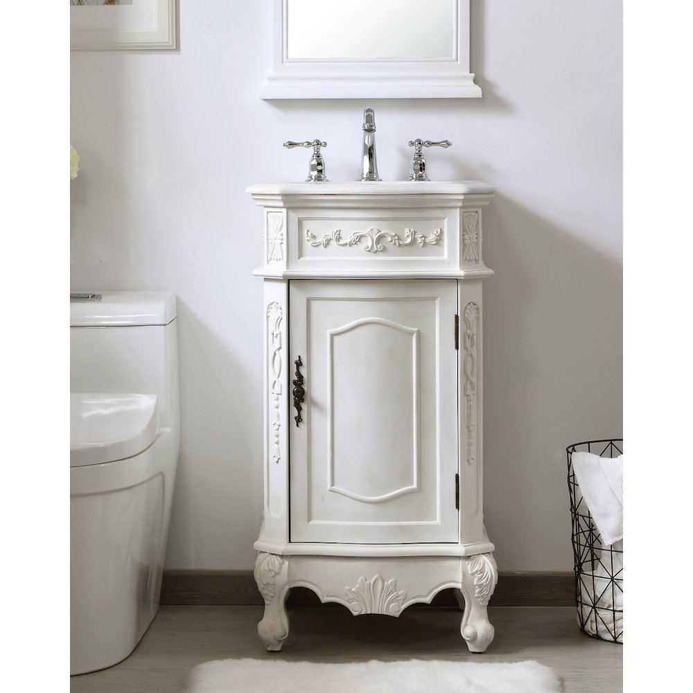 19 inch Single Bathroom vanity in antique white