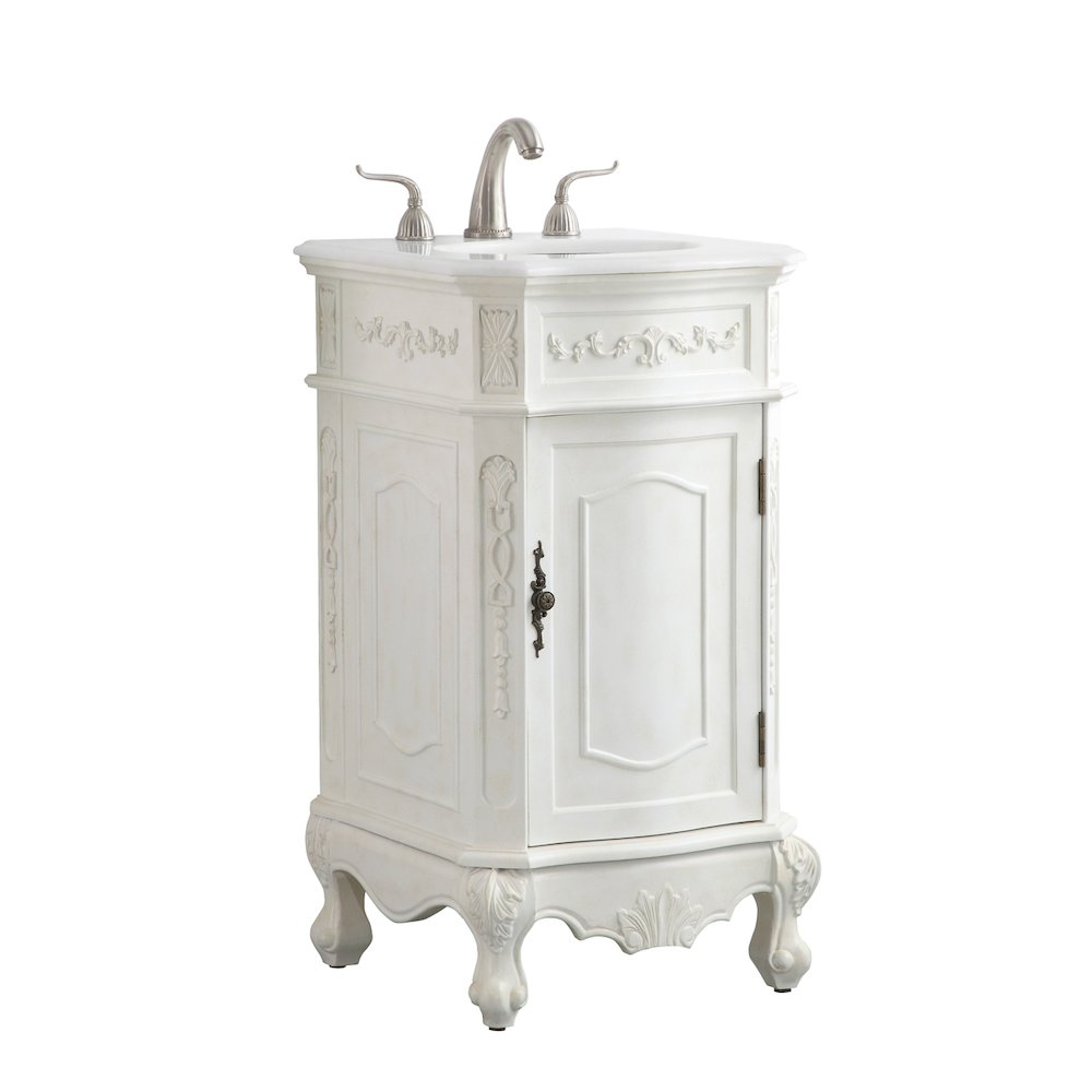 19 inch Single Bathroom vanity in antique white
