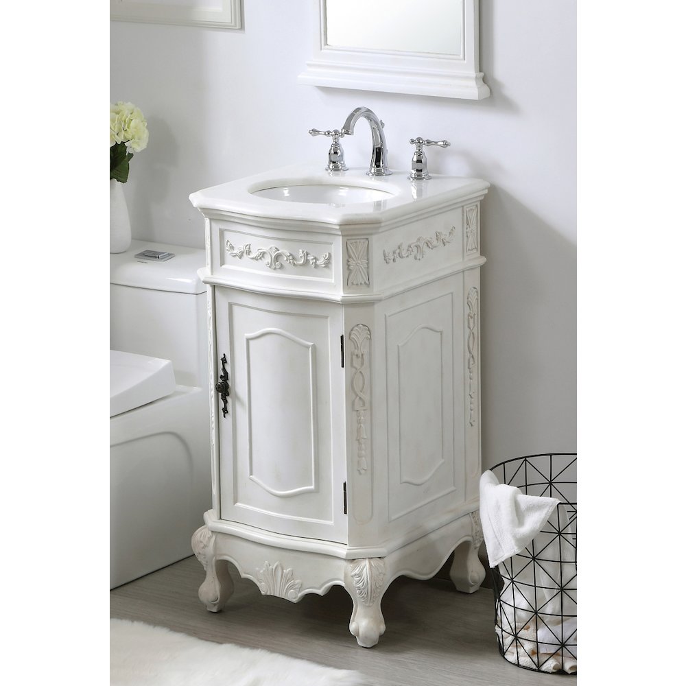 19 inch Single Bathroom vanity in antique white