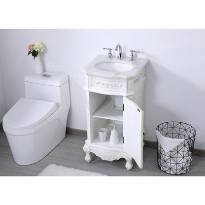 19 inch Single Bathroom vanity in antique white