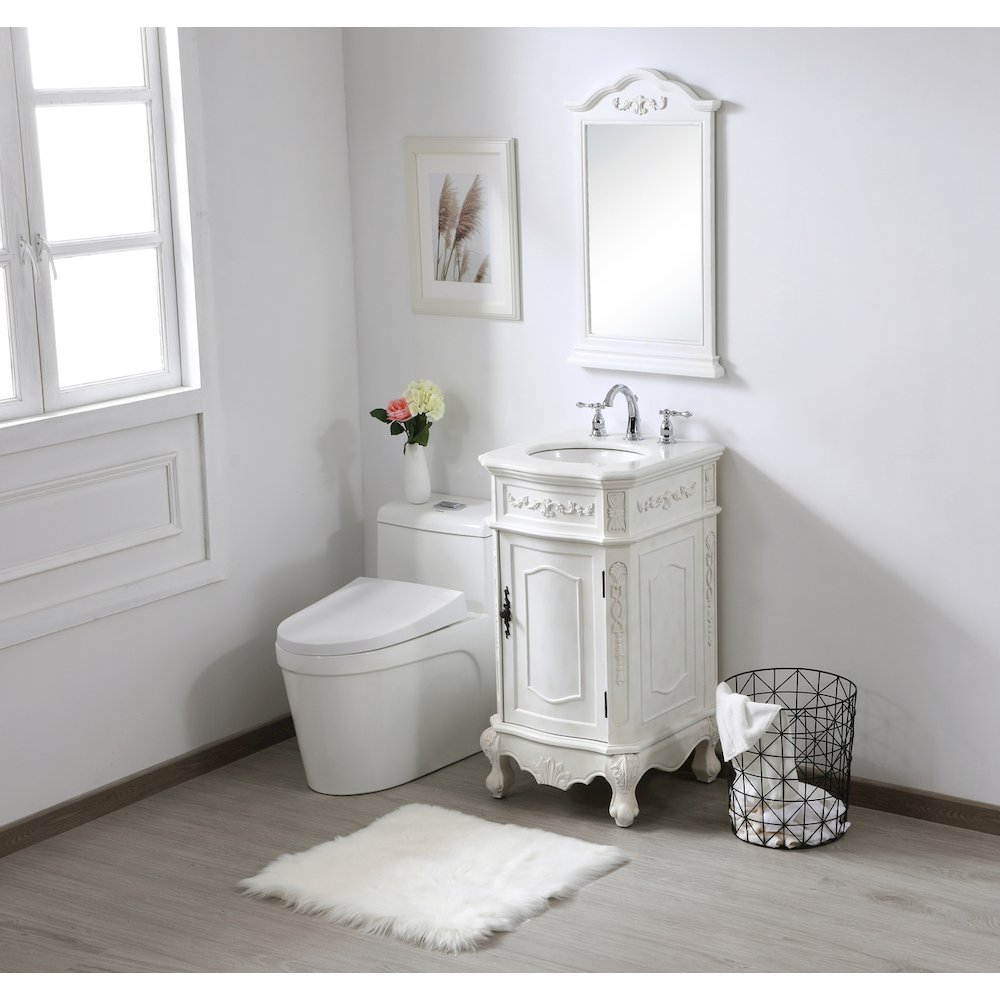 19 inch Single Bathroom vanity in antique white
