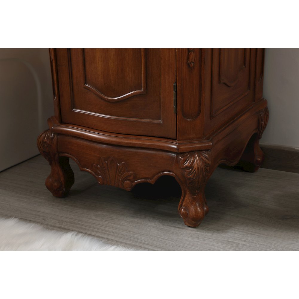 19 inch Single Bathroom vanity in teak with ivory white engineered marble