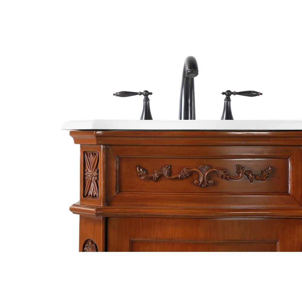 21 inch Single Bathroom vanity in Teak Color with ivory white engineered marble