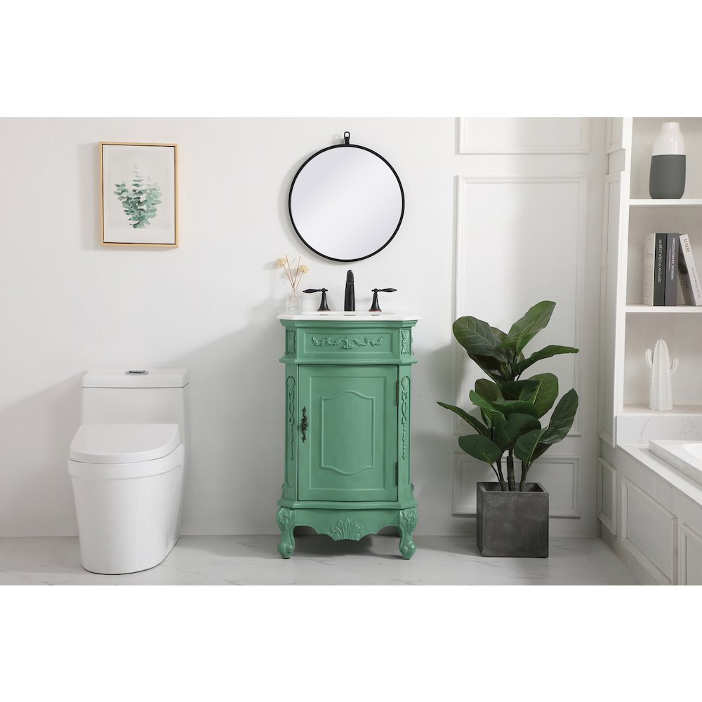 21 inch Single Bathroom vanity in vintage mint