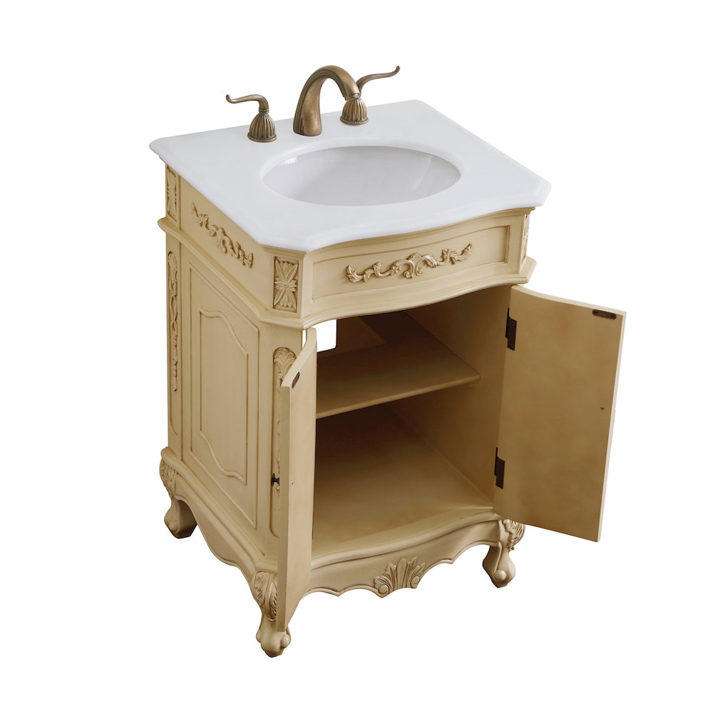 24 inch Single Bathroom vanity in light antique beige