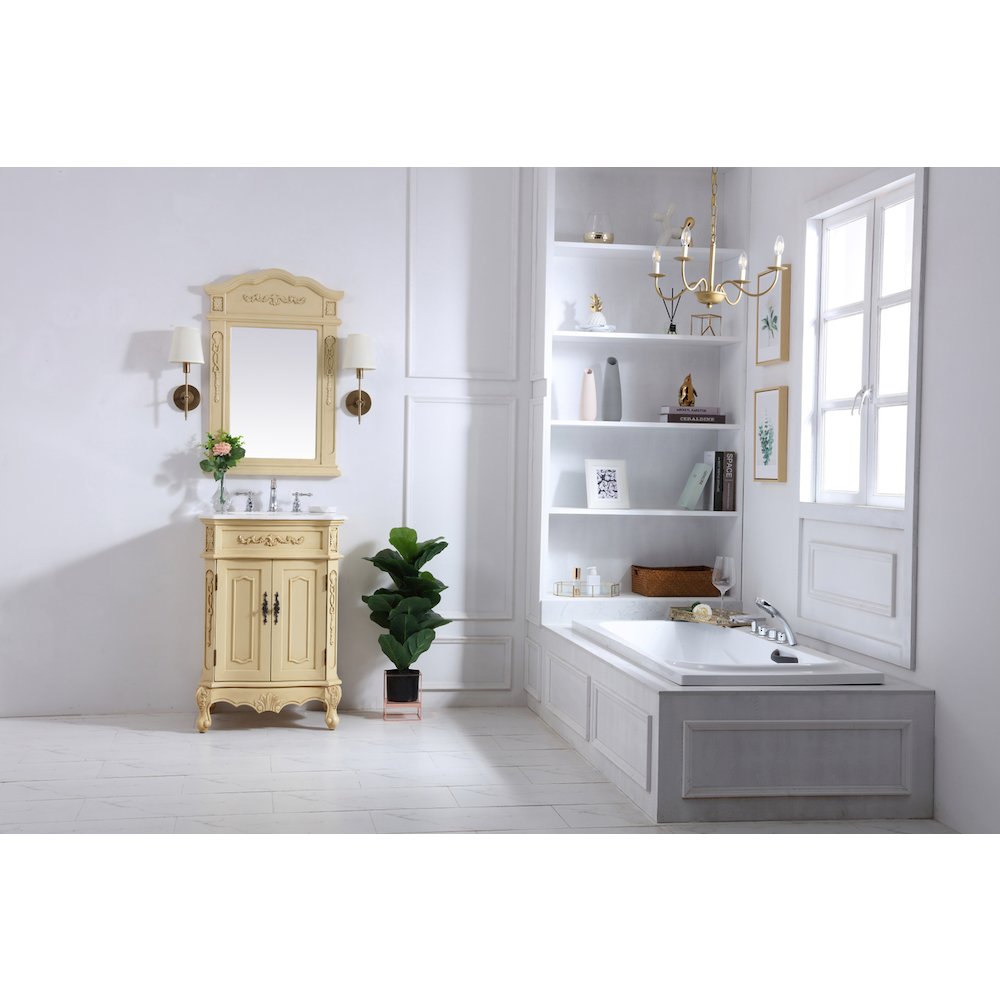 24 inch Single Bathroom vanity in light antique beige