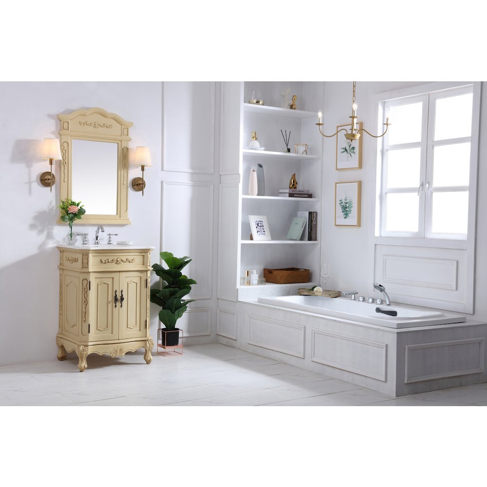 24 inch Single Bathroom vanity in light antique beige