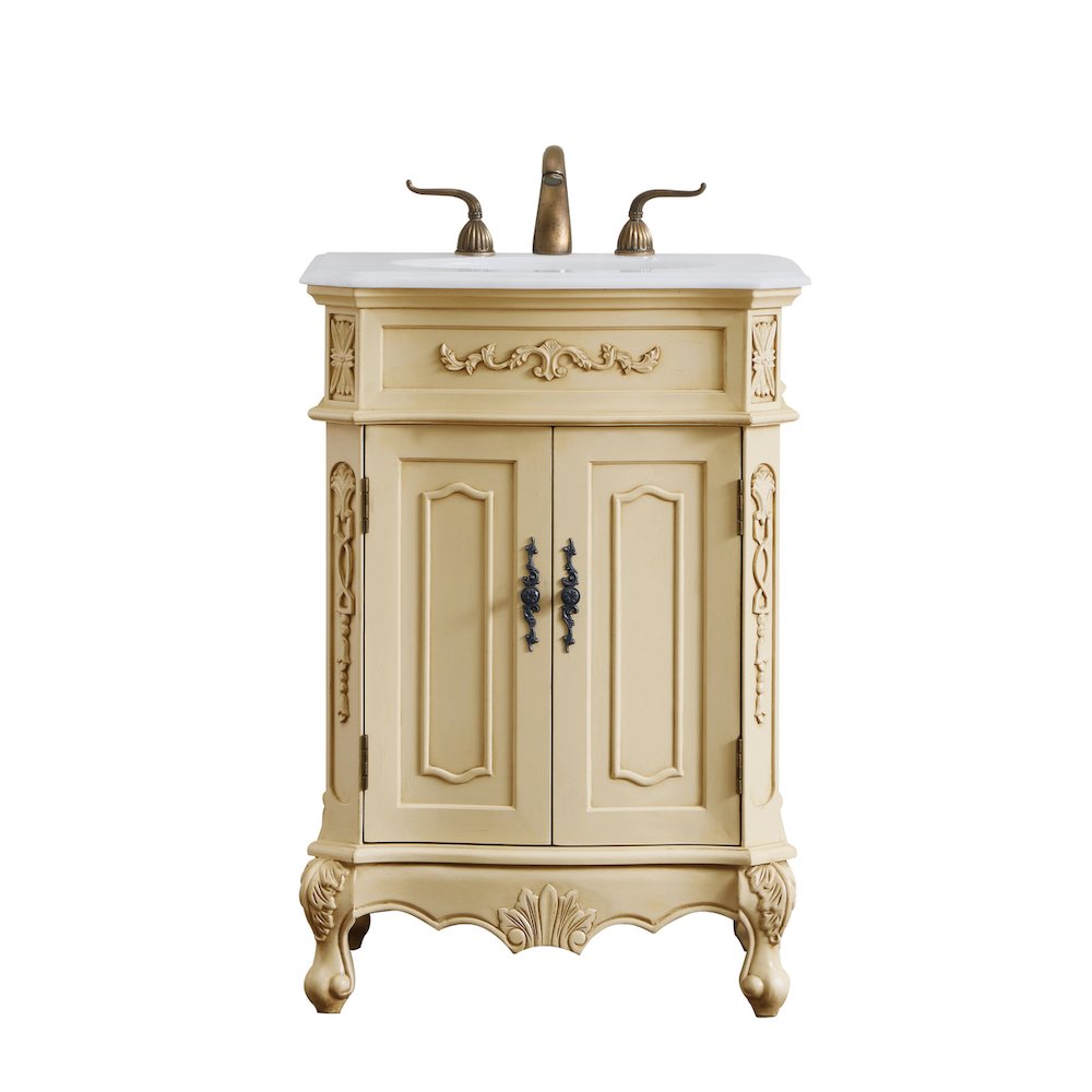 24 inch Single Bathroom vanity in light antique beige