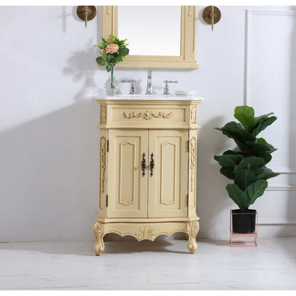 24 inch Single Bathroom vanity in light antique beige