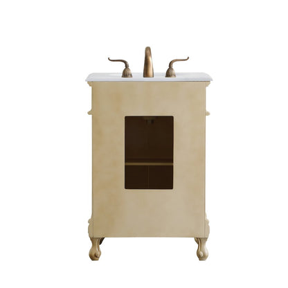 24 inch Single Bathroom vanity in light antique beige