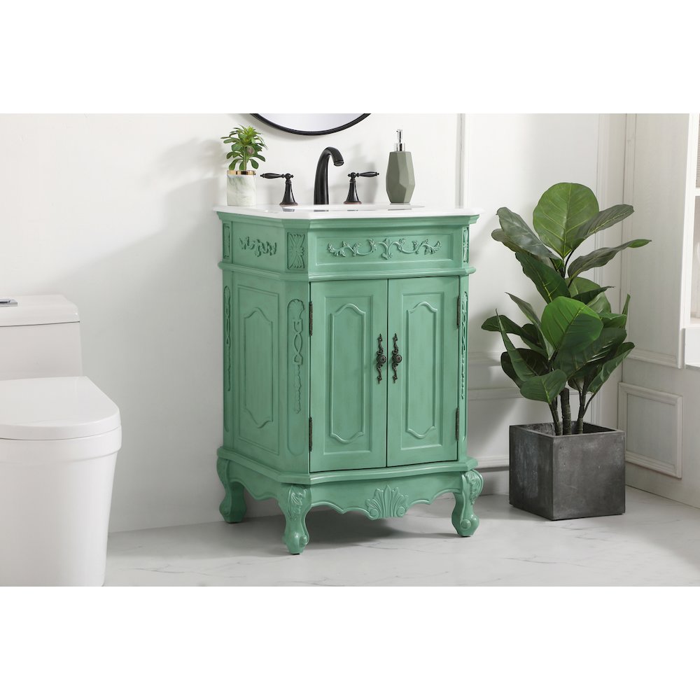 24 inch Single Bathroom vanity in vintage mint