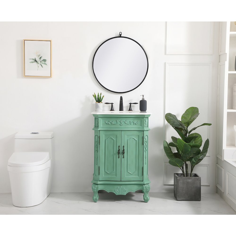 24 inch Single Bathroom vanity in vintage mint
