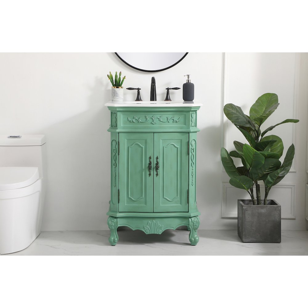 24 inch Single Bathroom vanity in vintage mint