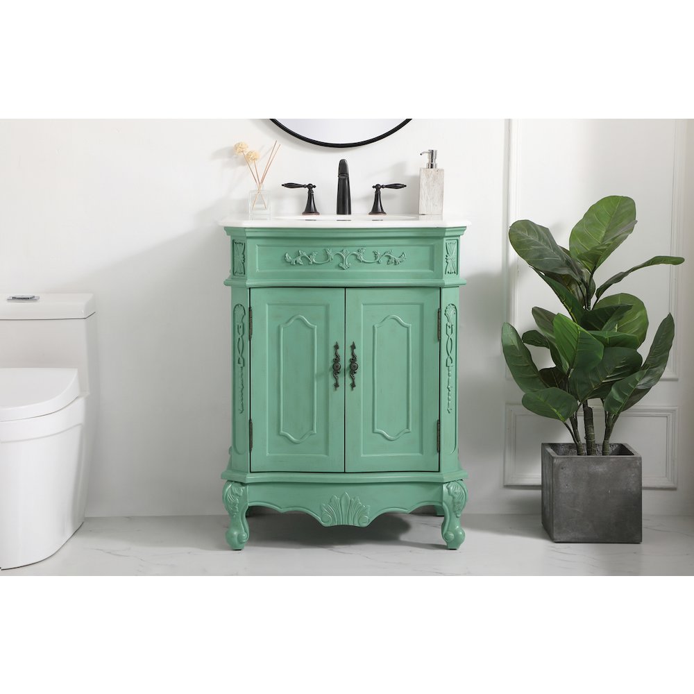 27 inch Single Bathroom vanity in vintage mint