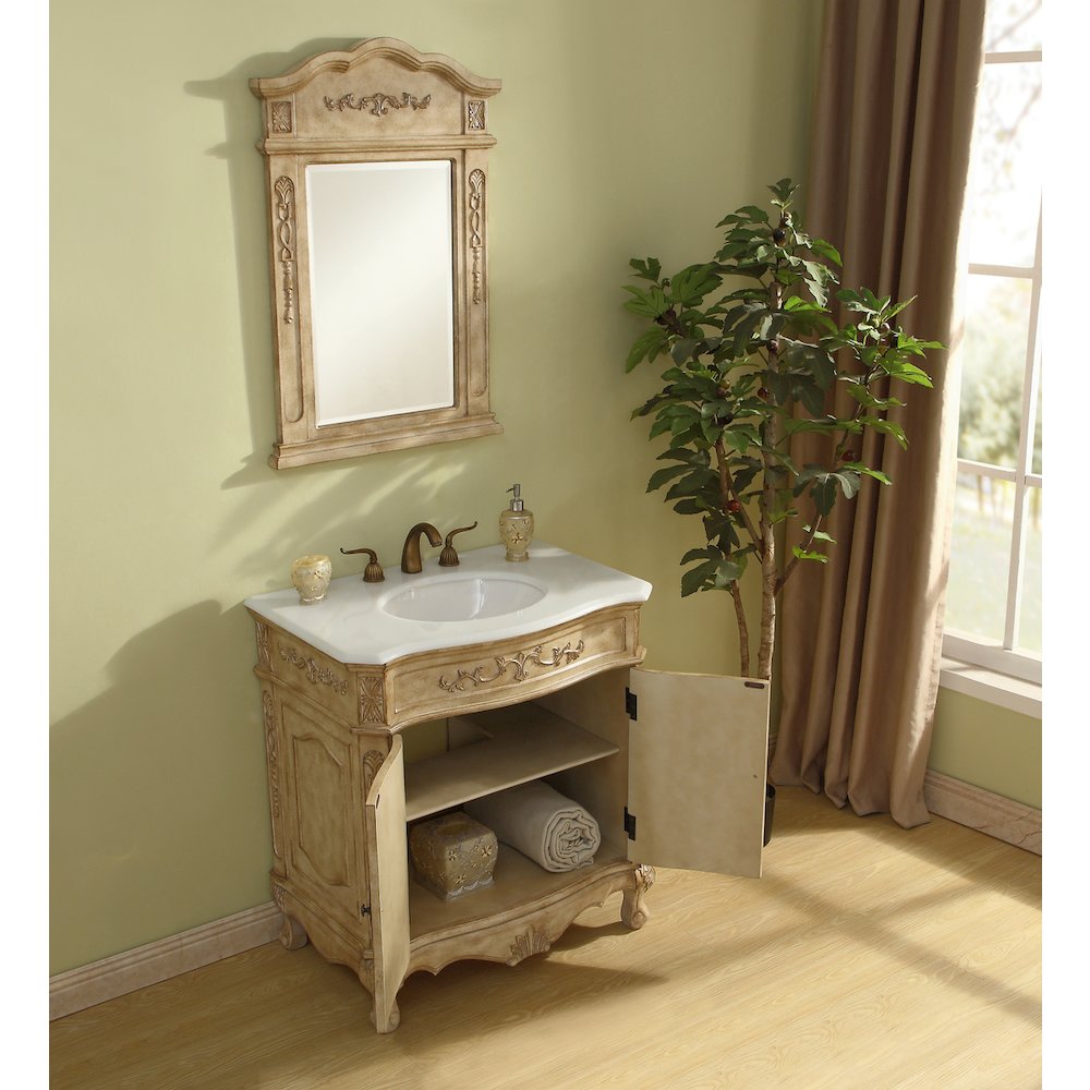 32 inch Single Bathroom vanity in Antique Beige